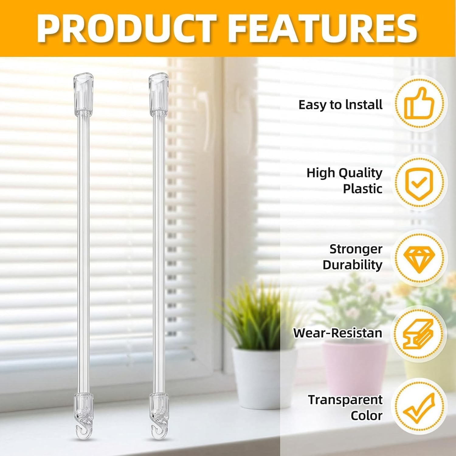 2 Pcs White Blind Tilt Wand – 12 Inch White Fiberglass Blind Wand, Vertical