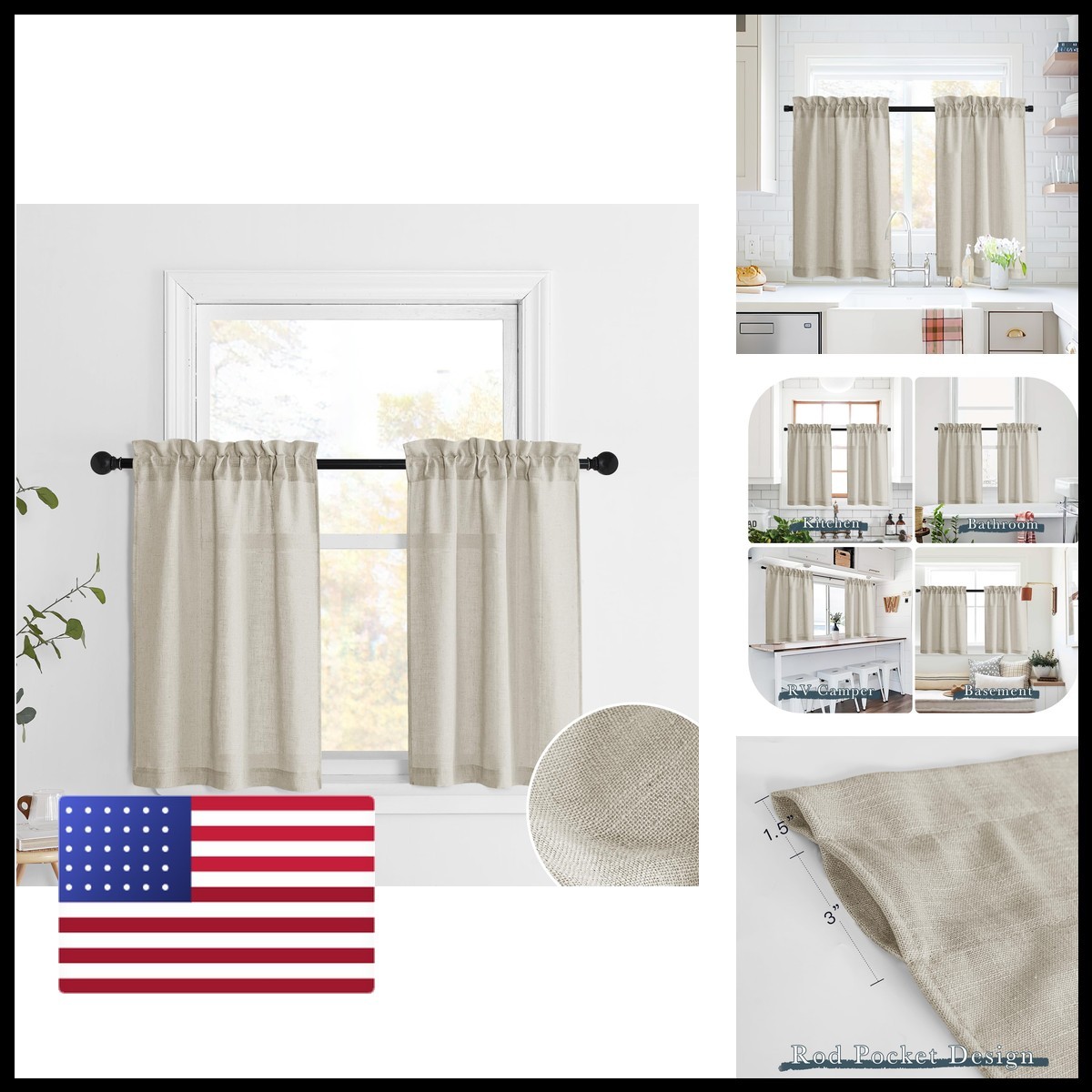 Pony Dance Angora Small Linen Curtains For Basement 30 Inch Length Farmhouse