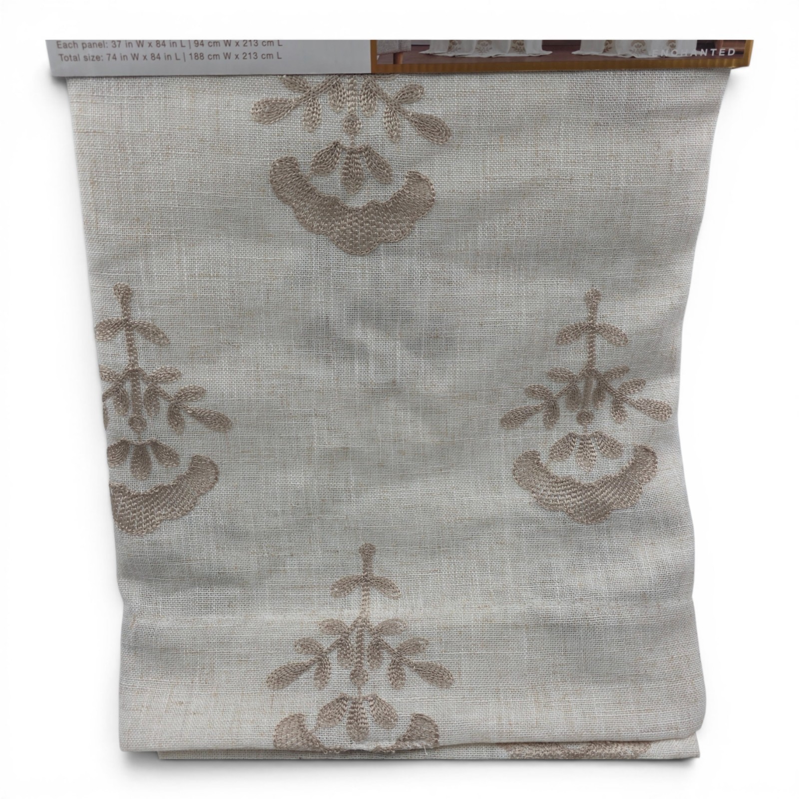 Studio 1012 Linen Blend Embroidered Floral Curtains Set of 2 37×84 Natural