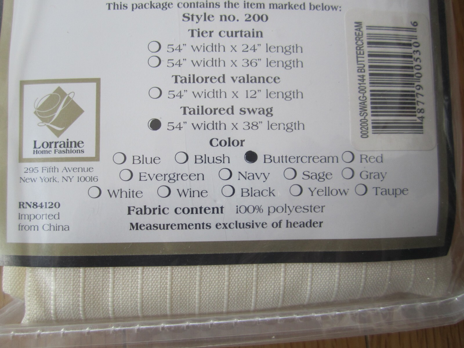 Opaque Ribcord Kitchen Curtains – 54″ x 38″ SWAG PAIR – BUTTERCREAM OFF WHITE