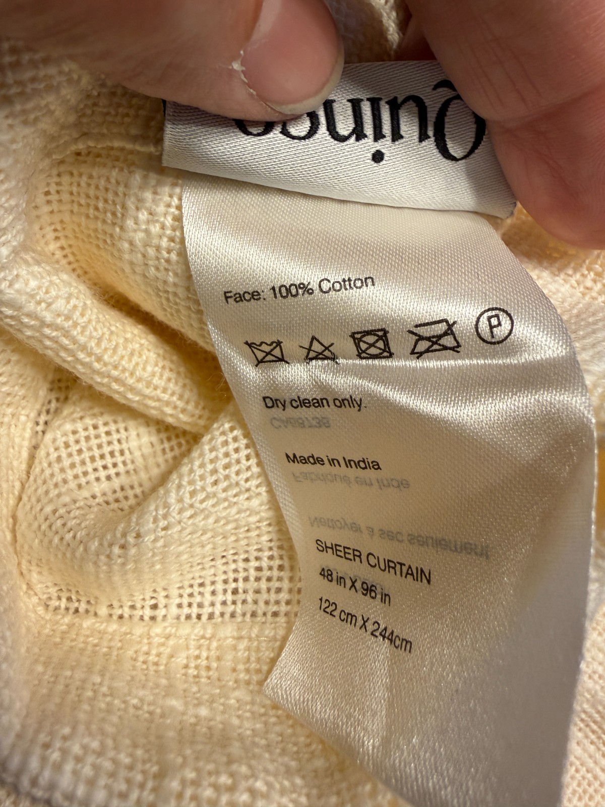 Quince Ivory Sheer Cotton Curtain Panels 48×96 Set of 2 Rod Pocket