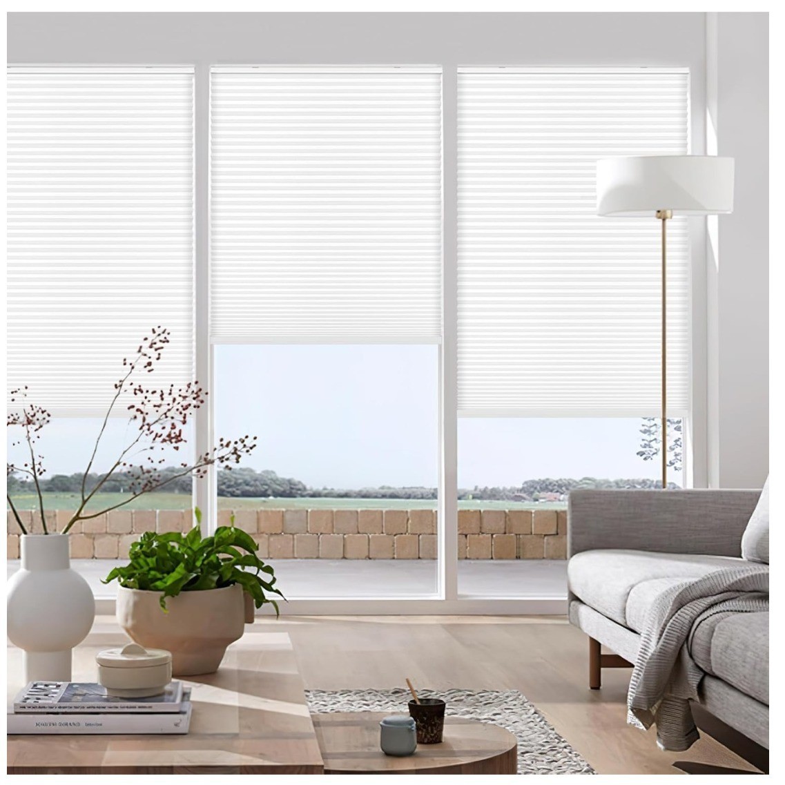 LazBlinds Cordless Cellular Blinds No Drill Light Filtering 19W x 72H White