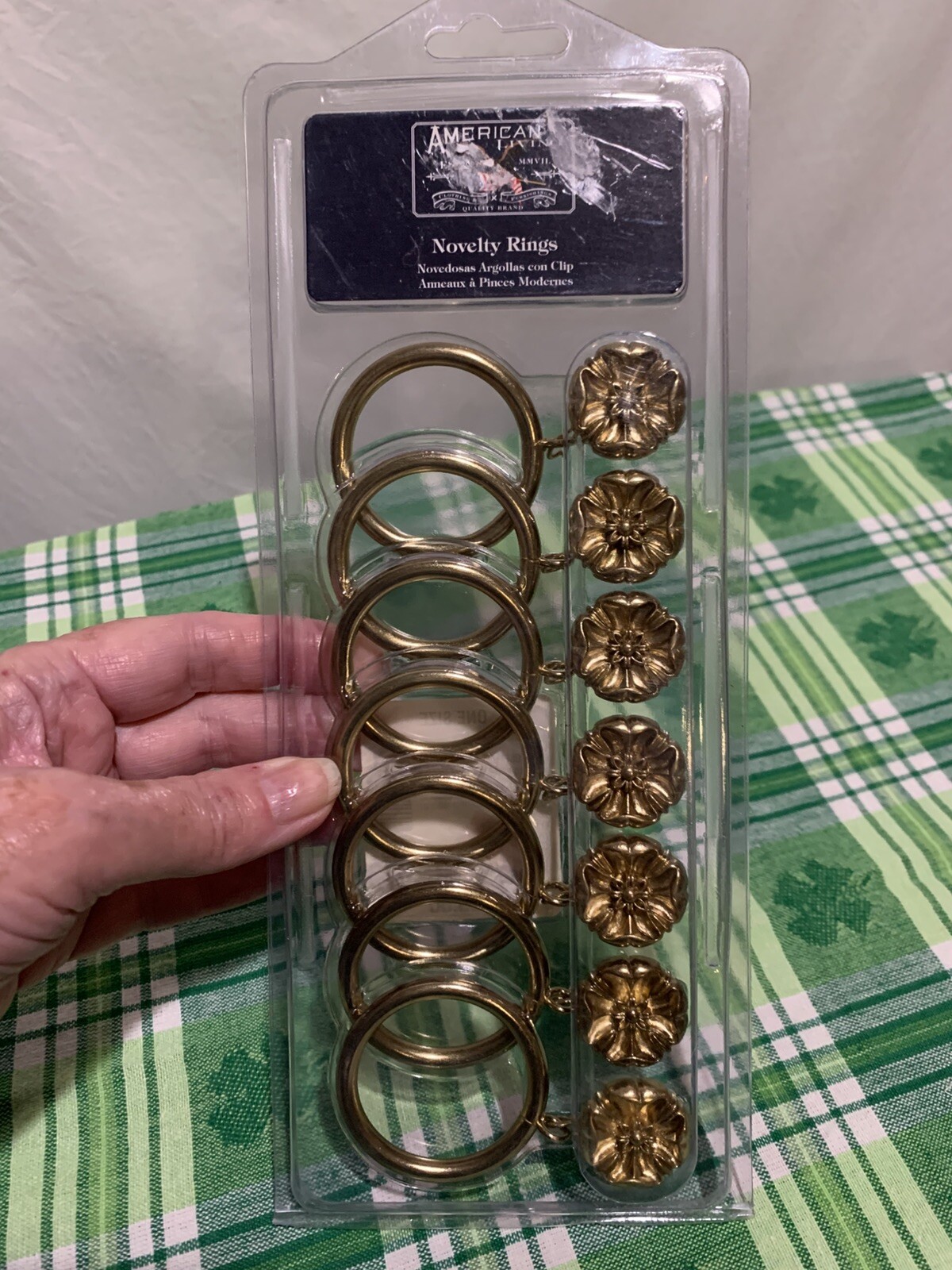 ❤️American Living “ROSETTE” Curtain Drapery Clips Combo Rings 7pc Set