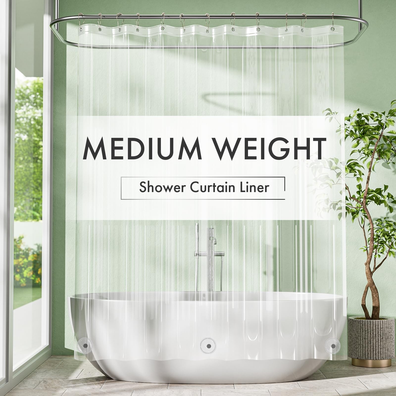 Amazer Extra Long Shower Curtain Liner 72 x 84 72″W x 84″L (Pack of 1), Clear