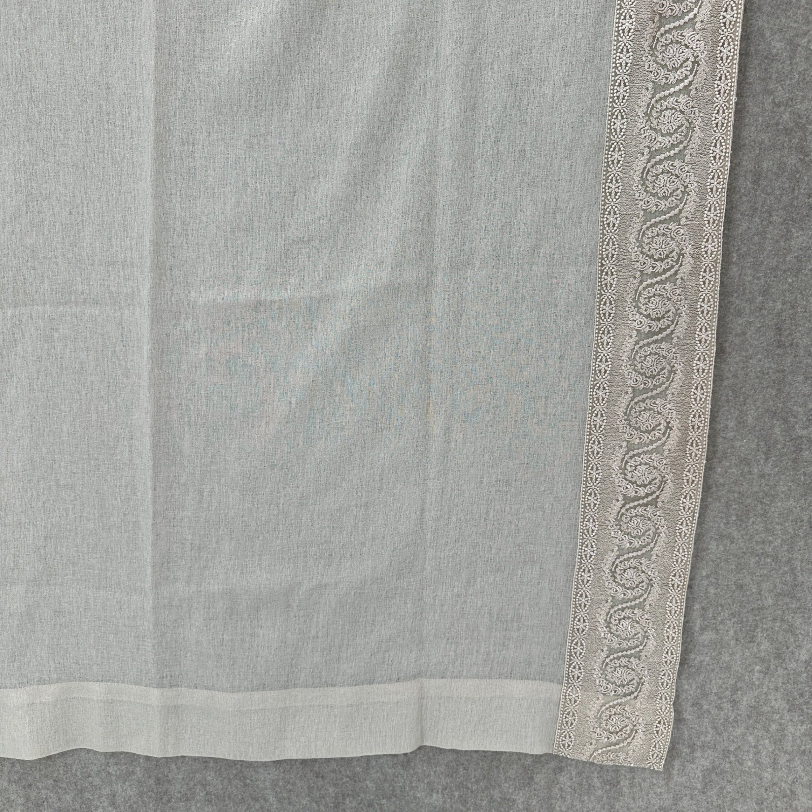 Chris Madden JCP Sheer Beige Lace Embroidered Curtain Panels Valance Set 41×83