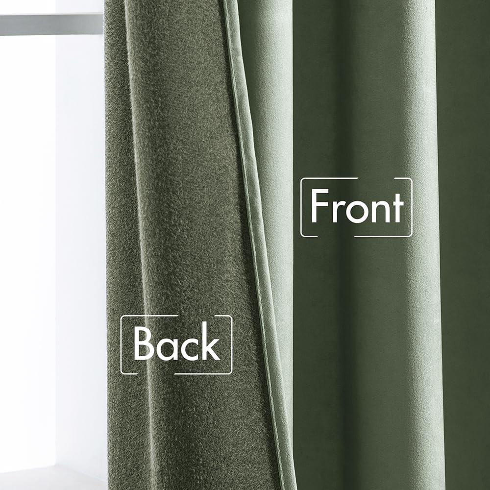 MIULEE Sage Green Polyester Curtains 96 inches 2 Panels – Pinch Pleated Luxury R