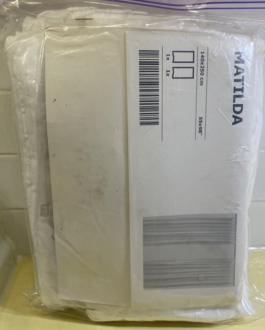 Vtg Ikea Matilda Light Filtering Sheer White Tab Top Curtains Long 55 X 98″ New