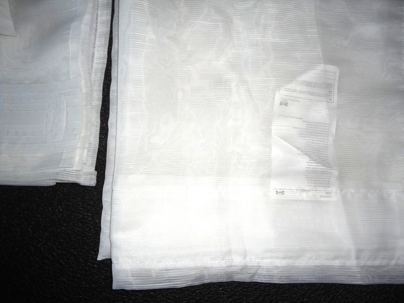 IKEA GJERTRUD OFF-WHITE RIBBED SEMI SHEER (2) UNLINED DRAPERY PANELS 57 X 98