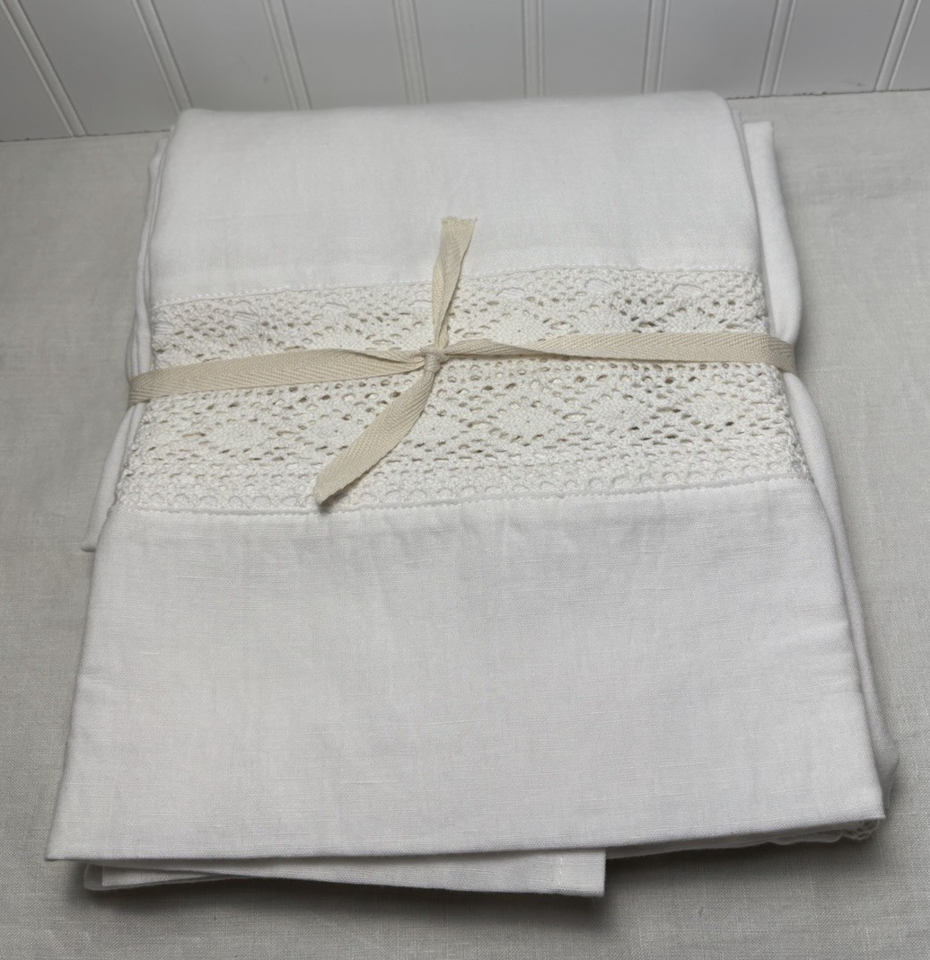 Greenrow Crochet Lace Linen Drape ~ 48” x 84” ~ Read