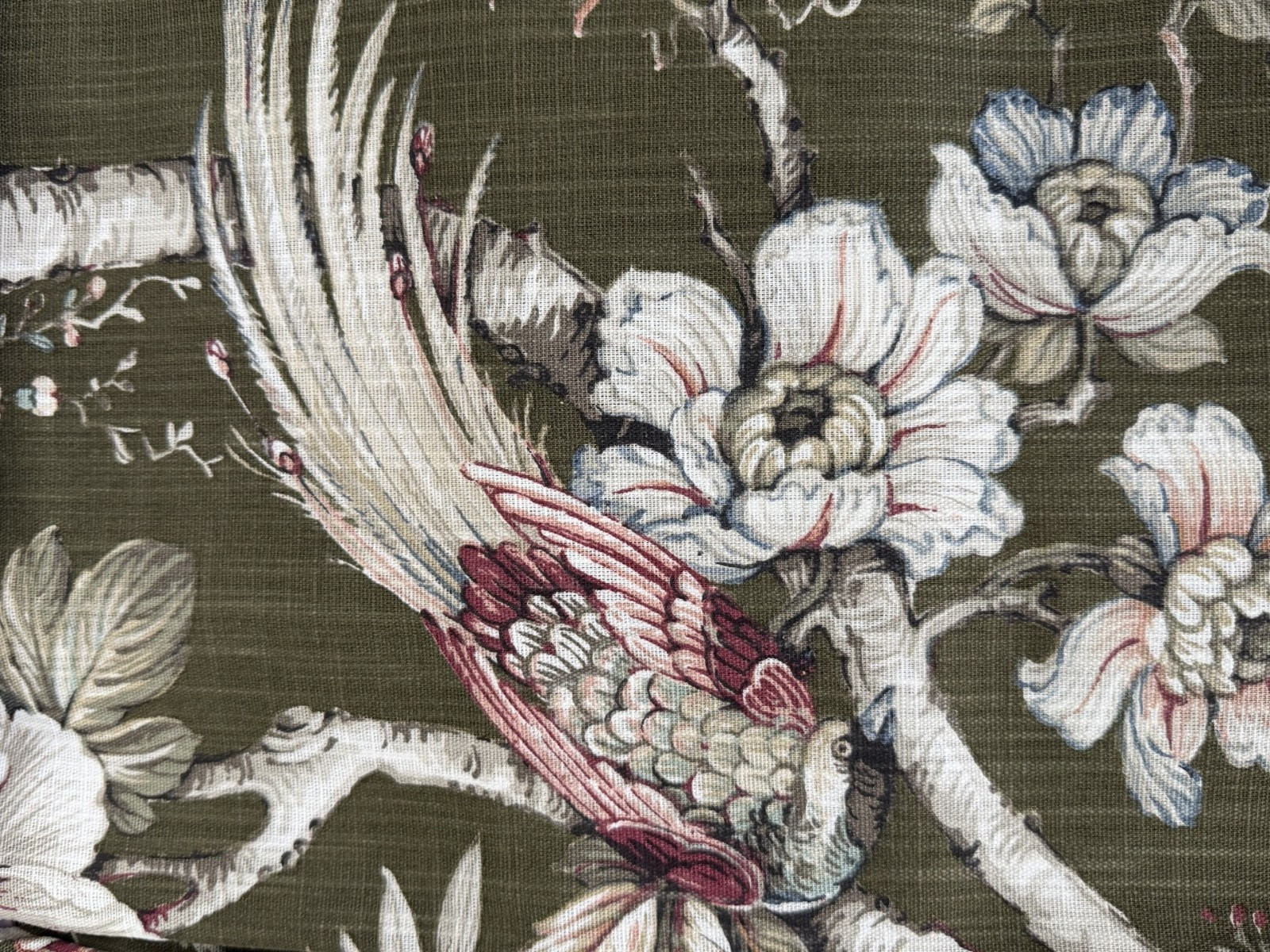 New Moss and Willow Floral Bird Drapes Curtains Panels 37″ x 96″ Set of 4