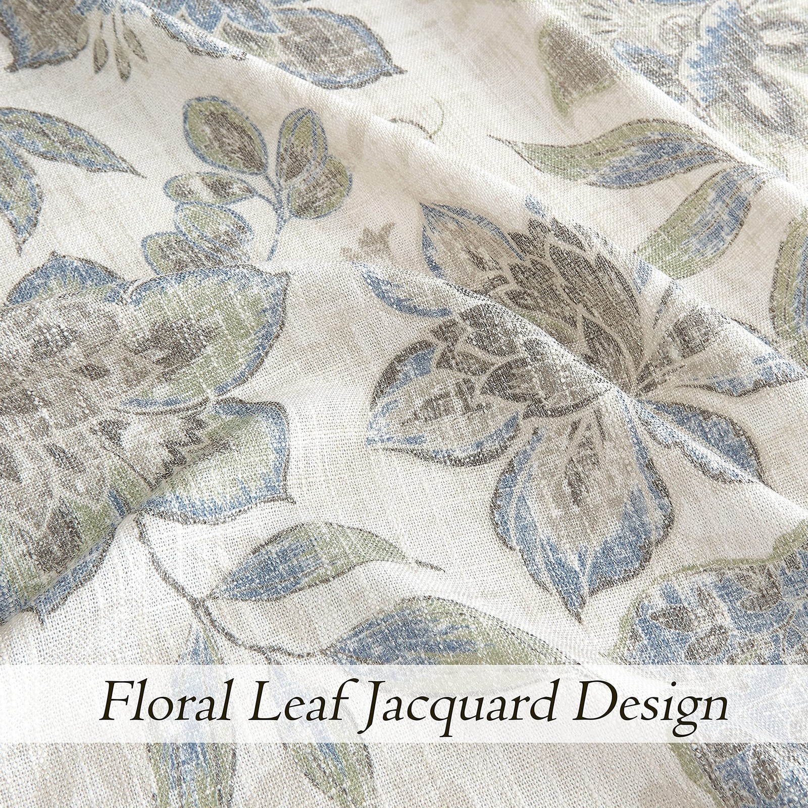 Floral Botanical Light Filtering Curtain Panel with Green and Blue Leaf for R…