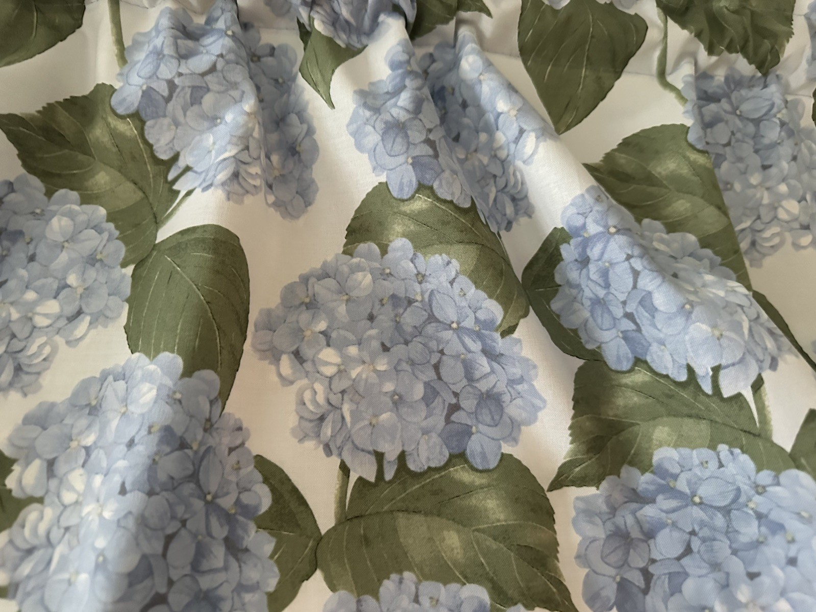Hydrangea Valance in Blue. New Hand Made in the USA