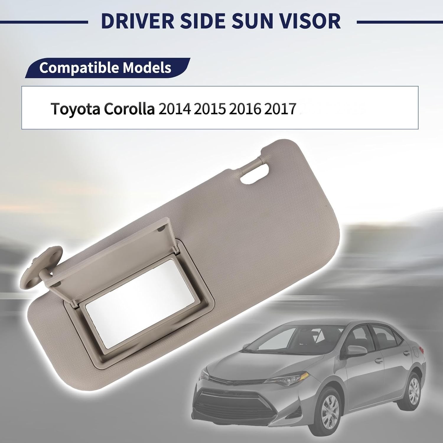 Sun Visor Fit for Corolla 2014 2015 2016 2017 Replace 74320-02B50-Gray Left
