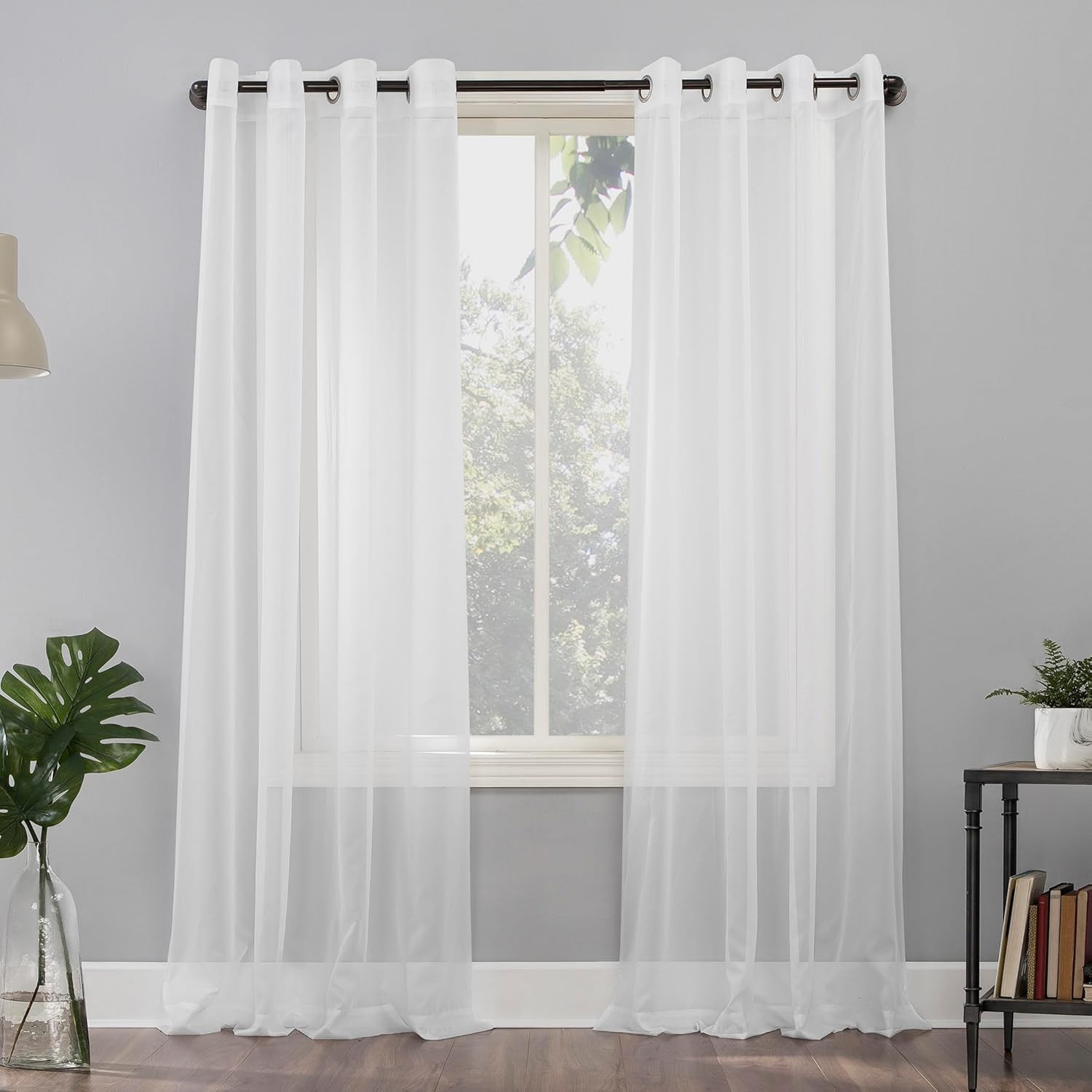 Emily Sheer Voile Grommet Curtain Panel, 59″ x 95″, White