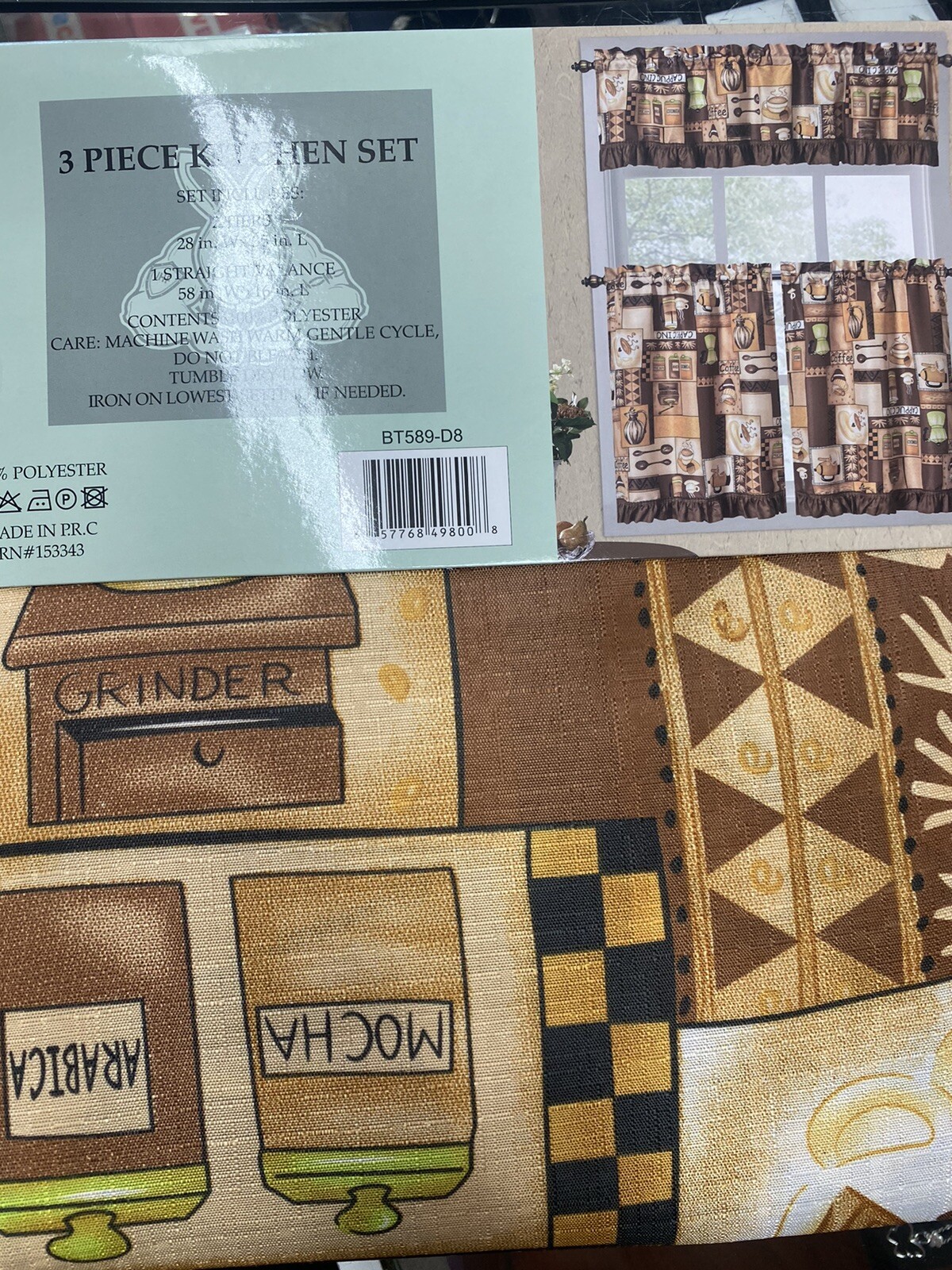 3 piece kitchen curtain set Coffee