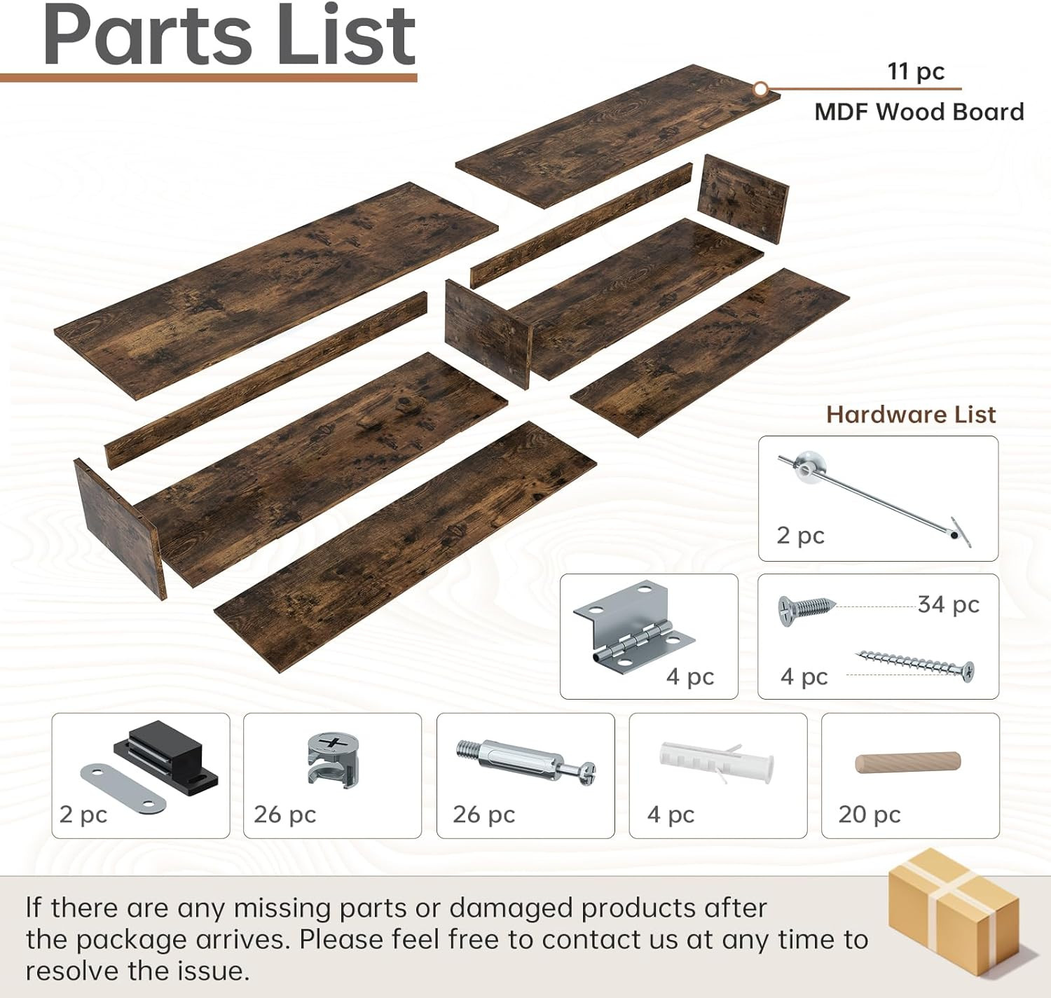 72″ Rustic Floating Mantel Shelf with Hidden Storage – Brown MDF