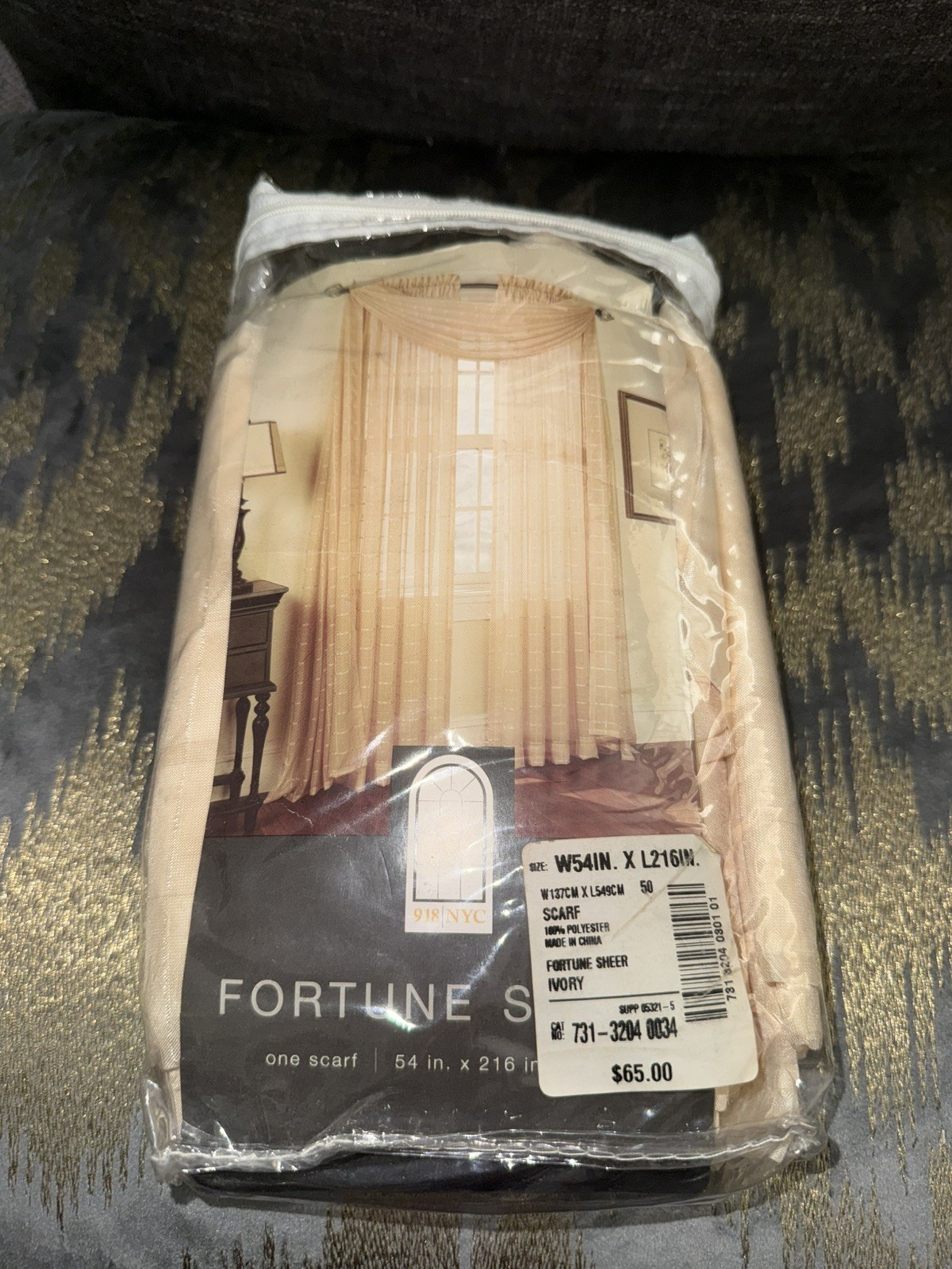 Ivory Sheer Scarf 54 In. x 216 In. Made By 918 NYC Fortune Sheer Ivory NWT