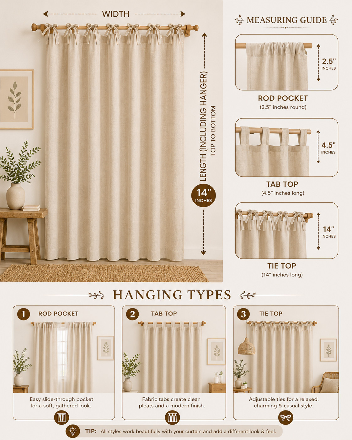 2 Panel Boho Indian Block Print Curtains for Bedroom – Door Window Panel Drapes