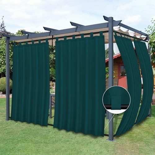 Outdoor Patio Curtains Detachable Tab Top 54″W x 108″L (Pack of 2) Teal