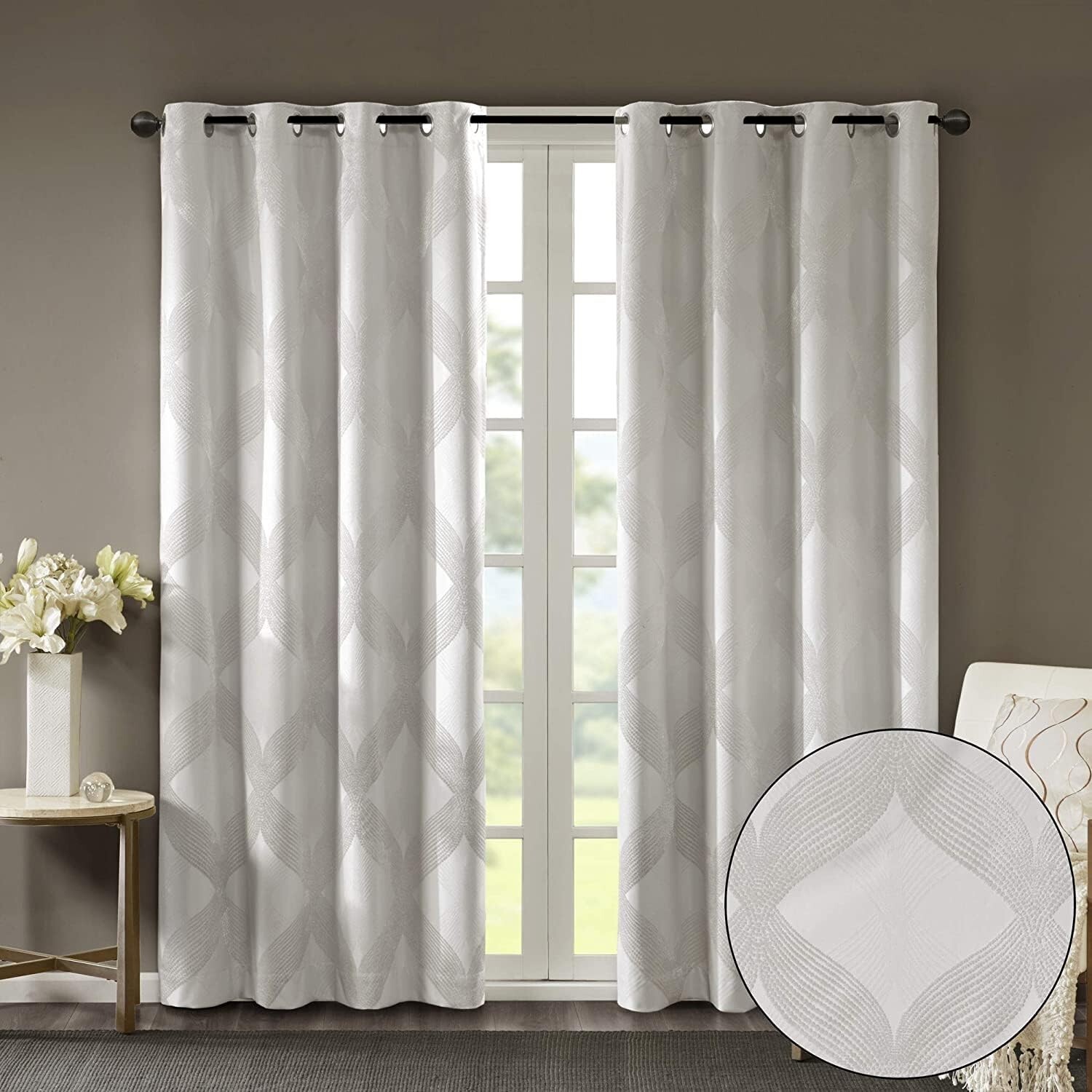 SunSmart Bentley 50″ x 84″ Ogee Jacquard Total Blackout one Window Panel