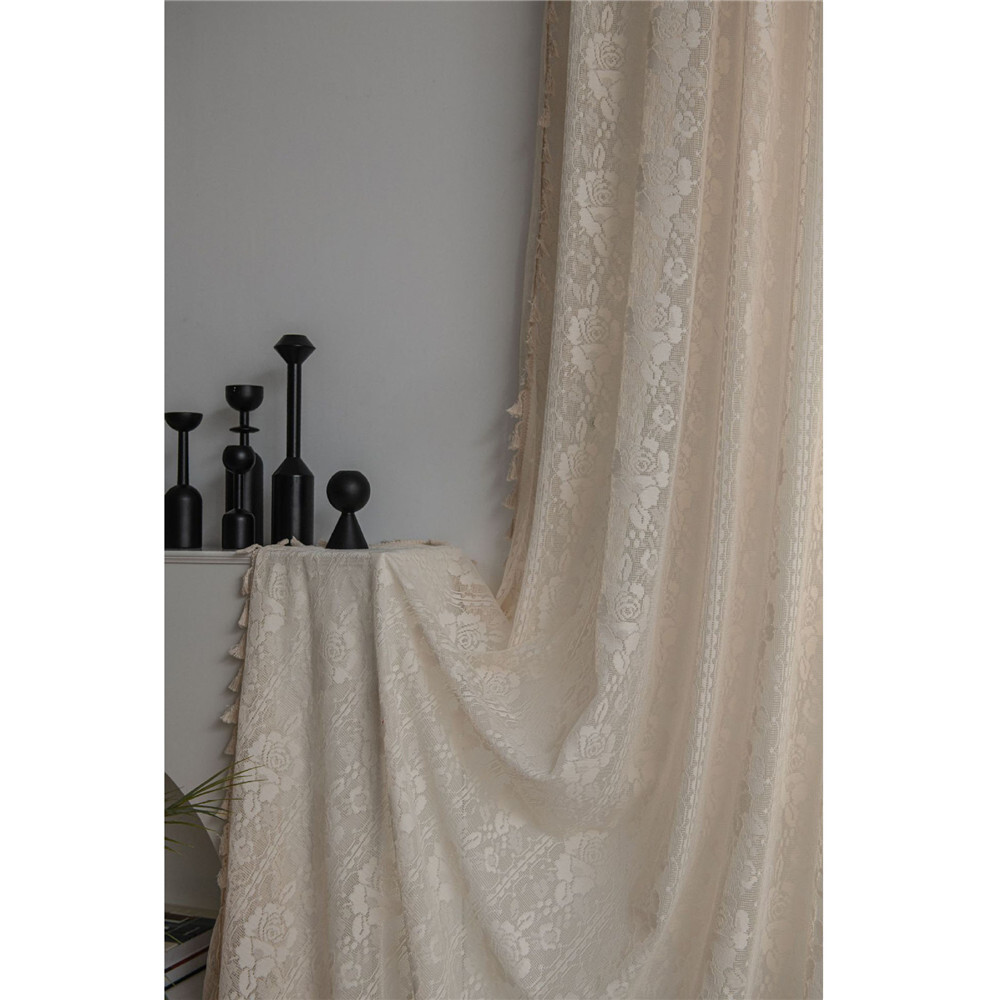 Vintage Crochet Curtain For Living Bedroom Tassels Window Curtain Drape