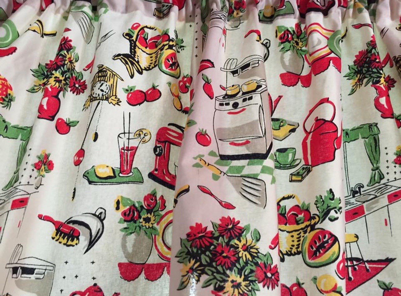 Fifties Kitchen Valance Vintage Home Decor 42″W x 14″L Gift For Housewarming