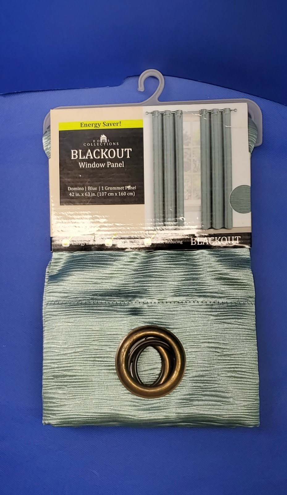 BLACK OUT WINDOW PANEL- HOME COLLECTIONS 42″X63″INCH DOMINO BLUE 1 GROMMET PANEL
