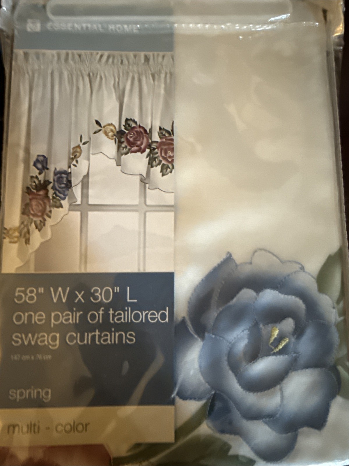 Airbrush Swag Curtain Window Valance White/multi 30”Long N EW