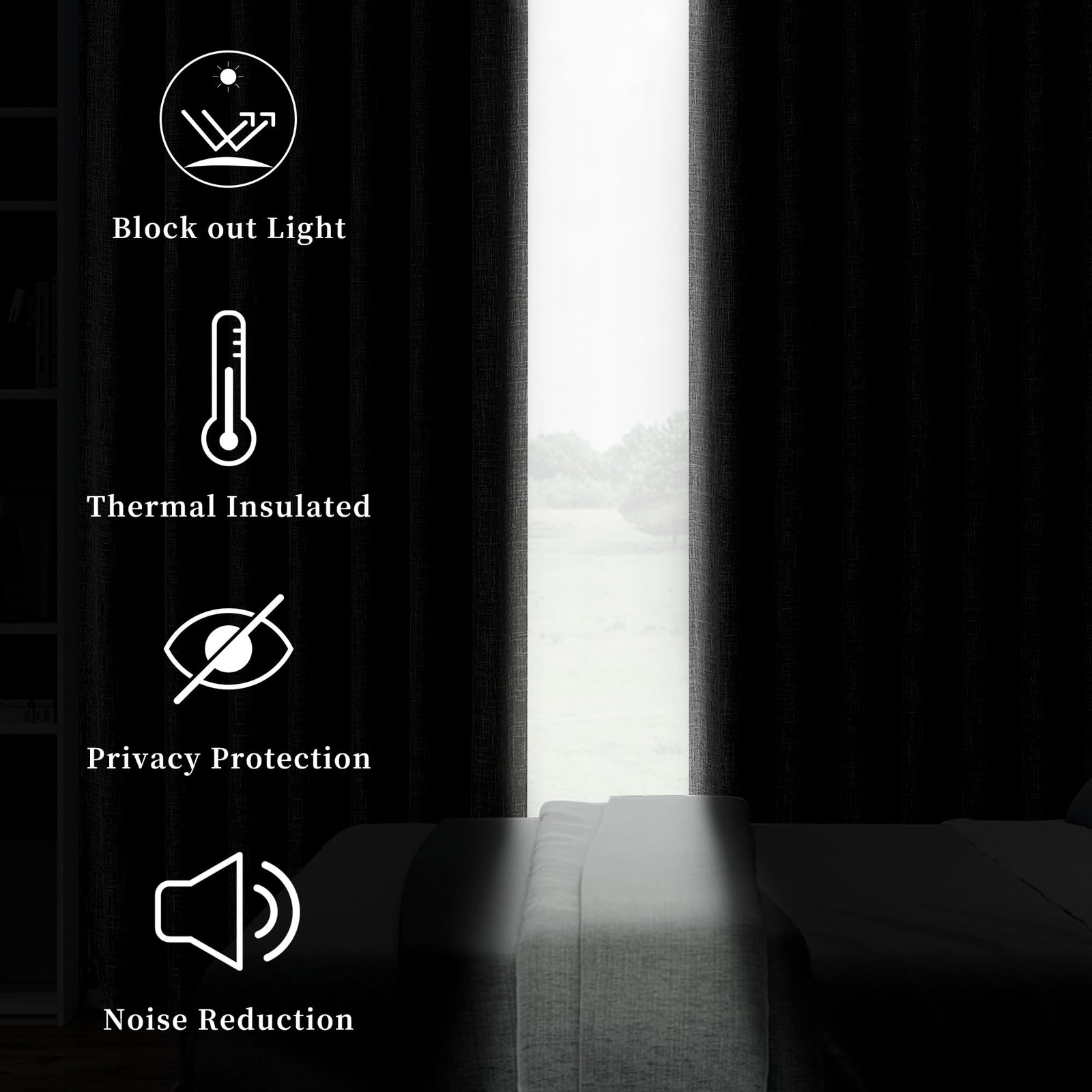 Central Park Pinch Pleated Full Blackout Curtain Panels Linen Texture Thermal