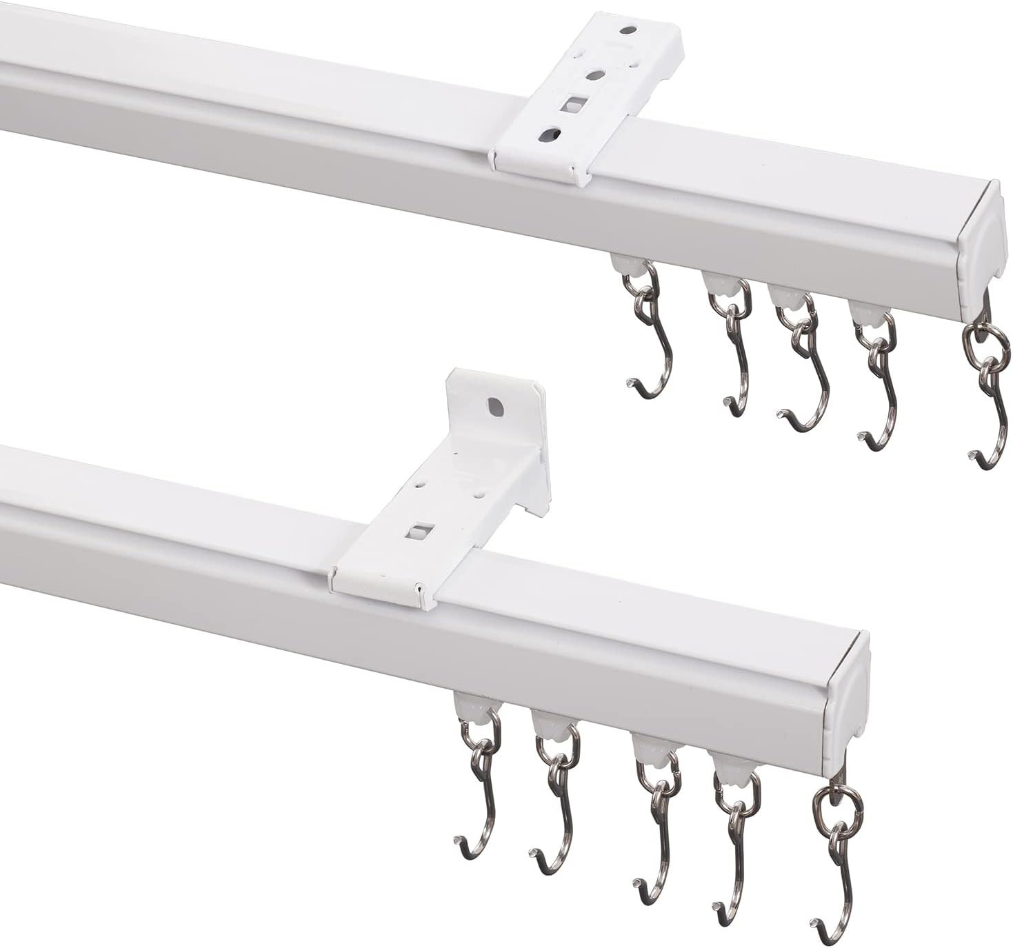 Ceiling or Wall Mount Curtain Track Kit with Hooks, 3Ft – 6Ft Adjustable Length