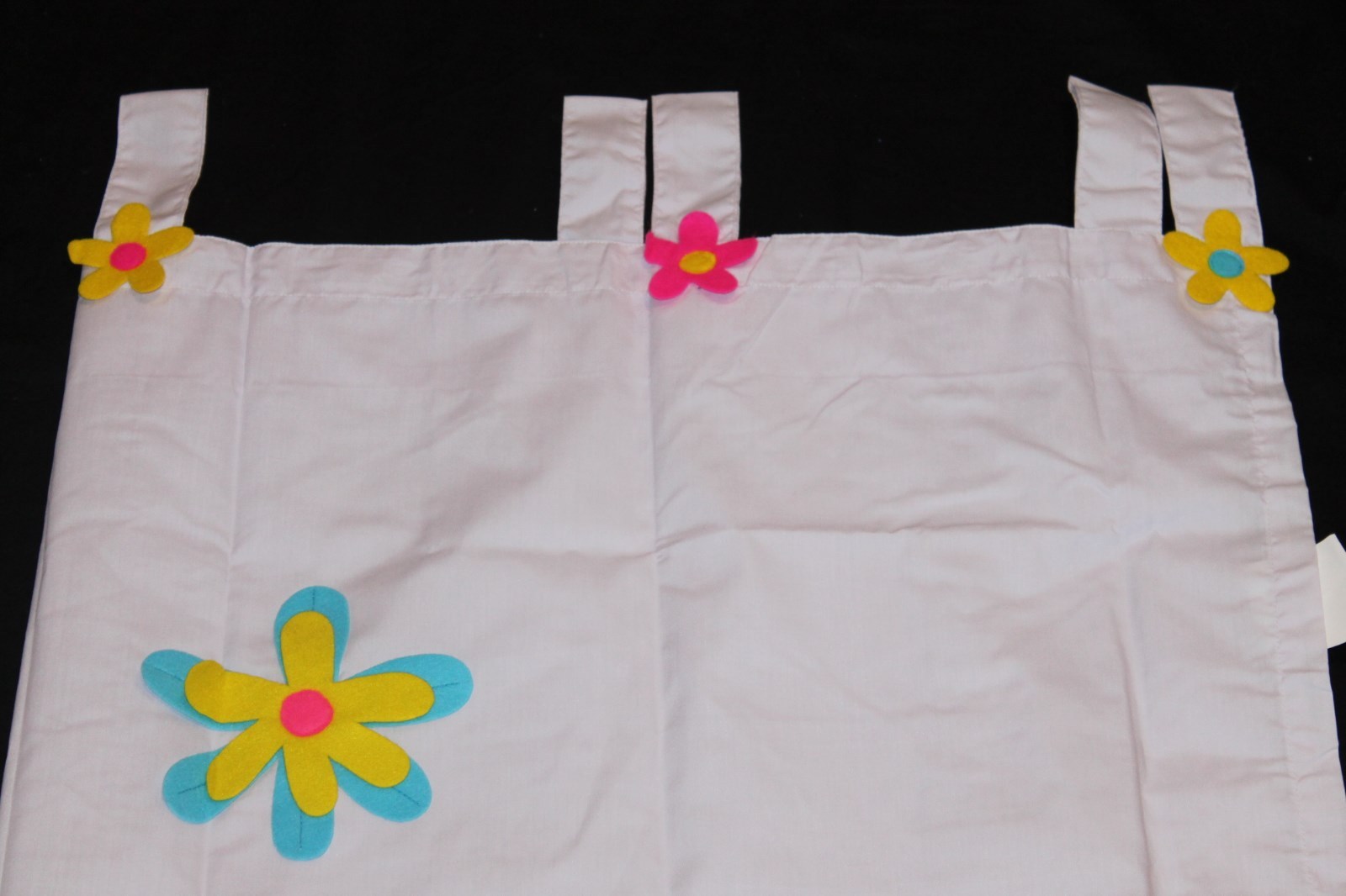 (2) Felt Flower Tab Top Windows Panel White Multi girls room decor new 42×84