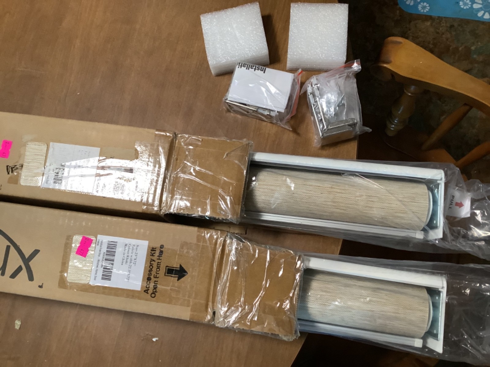 Lot of 2 Persilux Cordless Free Stop Window Roller Shade Khaki 23” W x 72″ H New