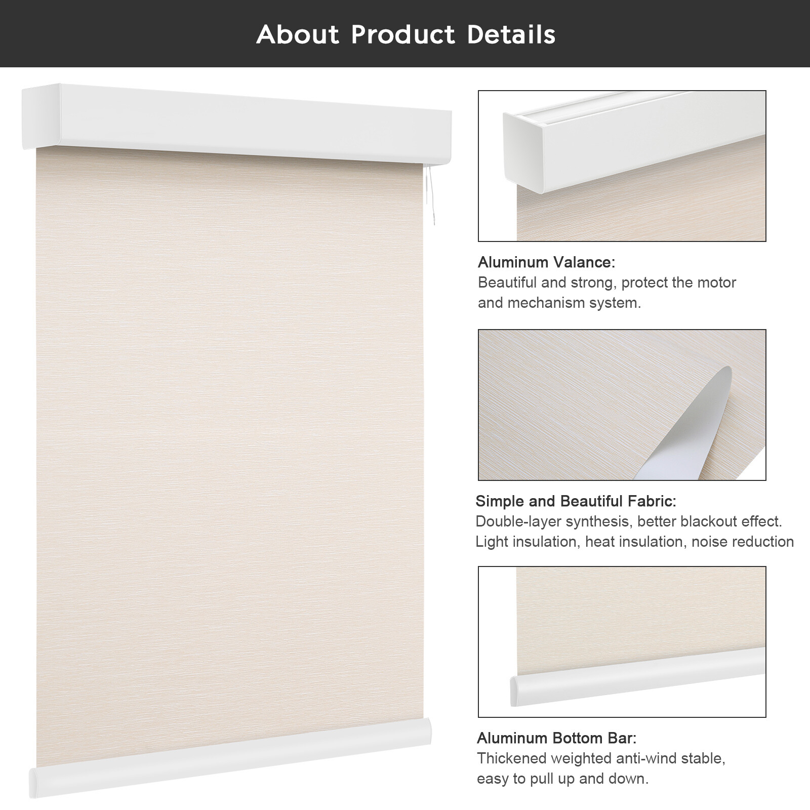 Changshade Custom Cut Smart Blackout Roller Blinds Work with Alexa Phone Control