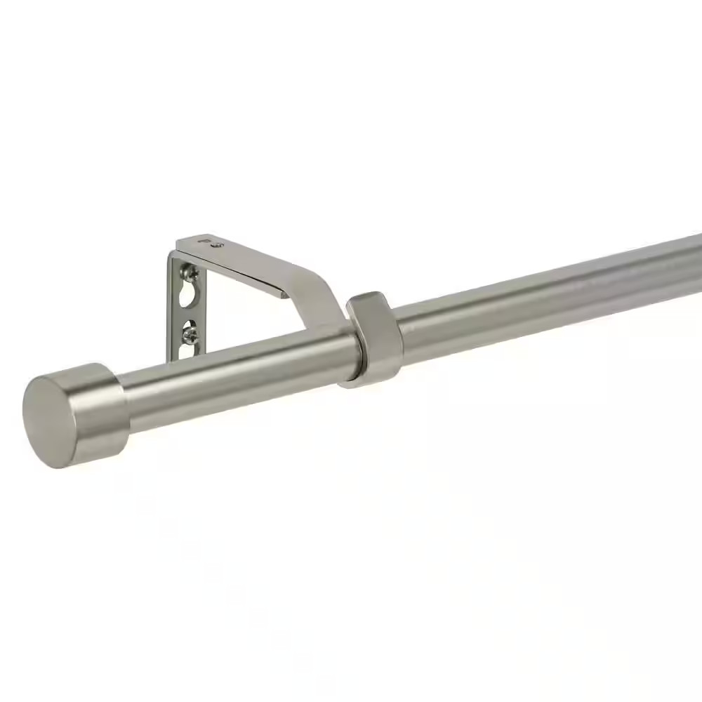36 In. – 66 In. Telescoping 3/4 in Single Curtain Rod Kit in Brushed Nickel with