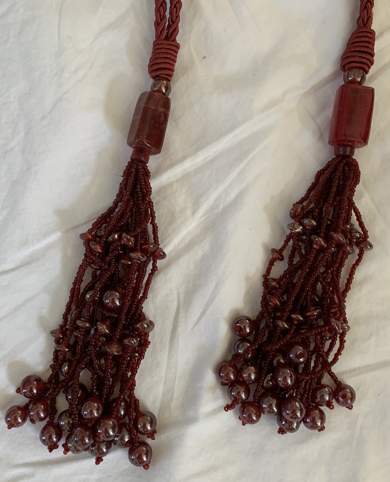 2 Curtain Drapery Hold Tie Backs Beaded Home Window Lamp Decor Festive Holiday