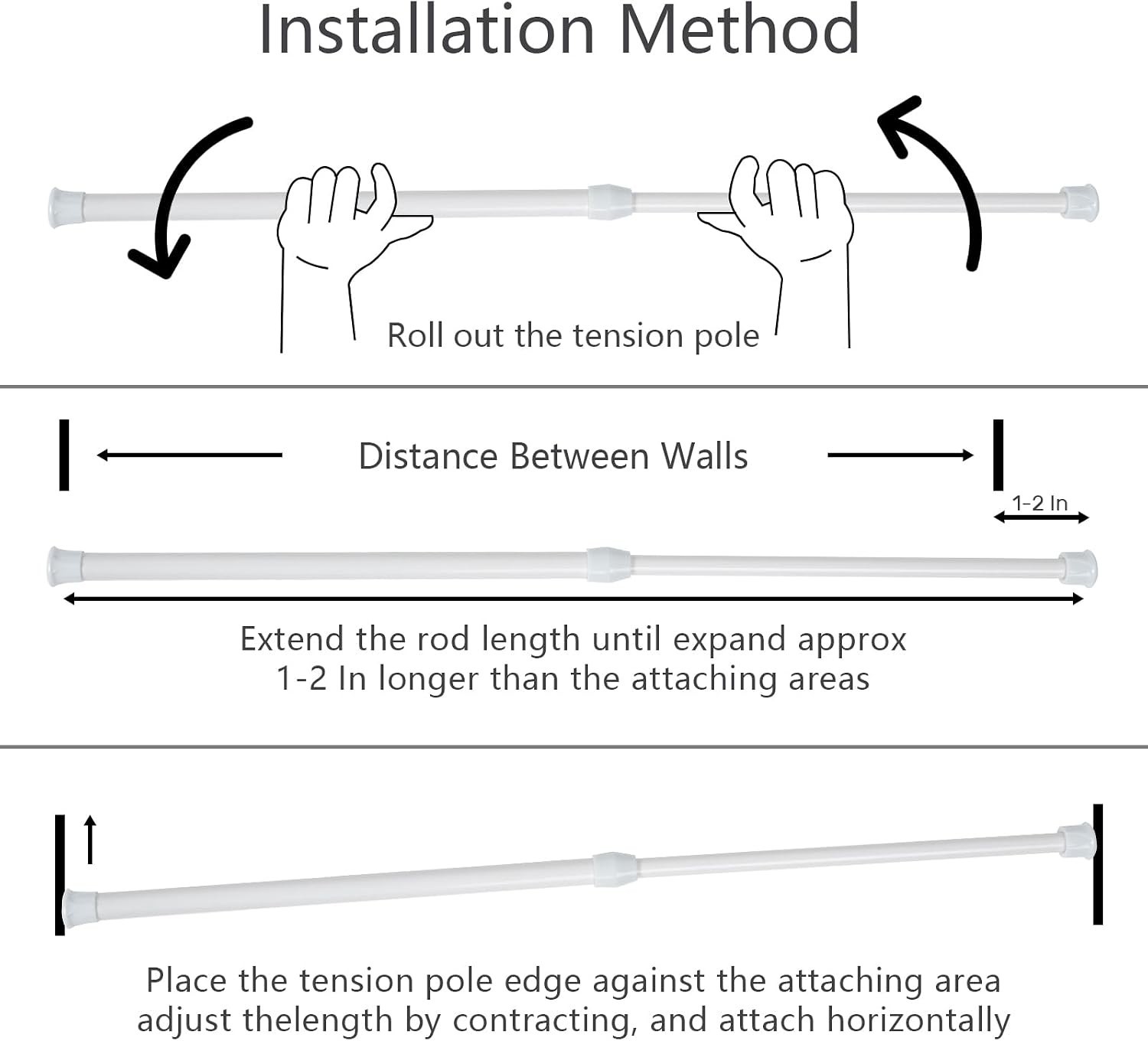 Adjustable Tension Curtain Rod – No Drilling, Rust-Resistant, Easy Install fo…