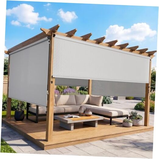 Outdoor Roller Shade, 420GSM New Material Sun Shades Outdoor 72″W X 96″H Gray