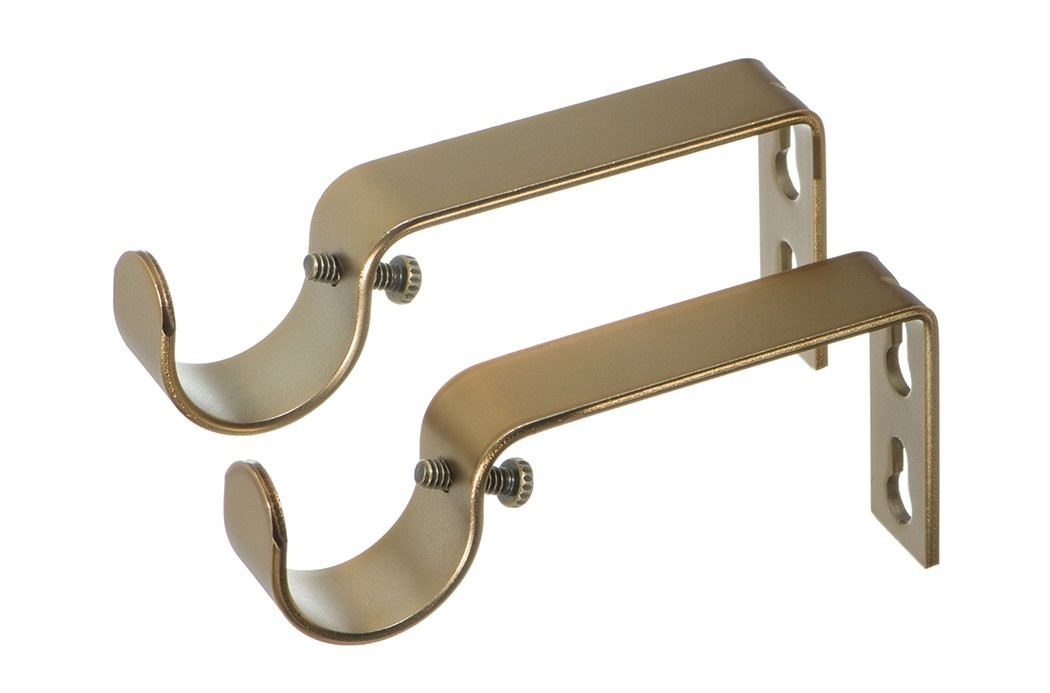 Fixed Brackets for Curtain Rods – for 1 or 1 1/8 Inch Rods. Set of 2 – Warm Gold