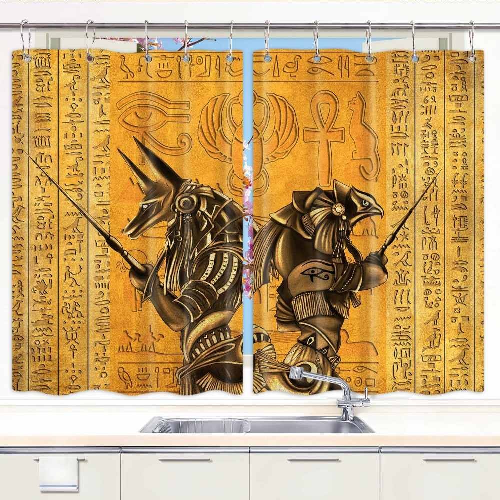 Ancient Egyptian Fantasy Warrior Kitchen Curtains Window Drapes 2 Panel Set