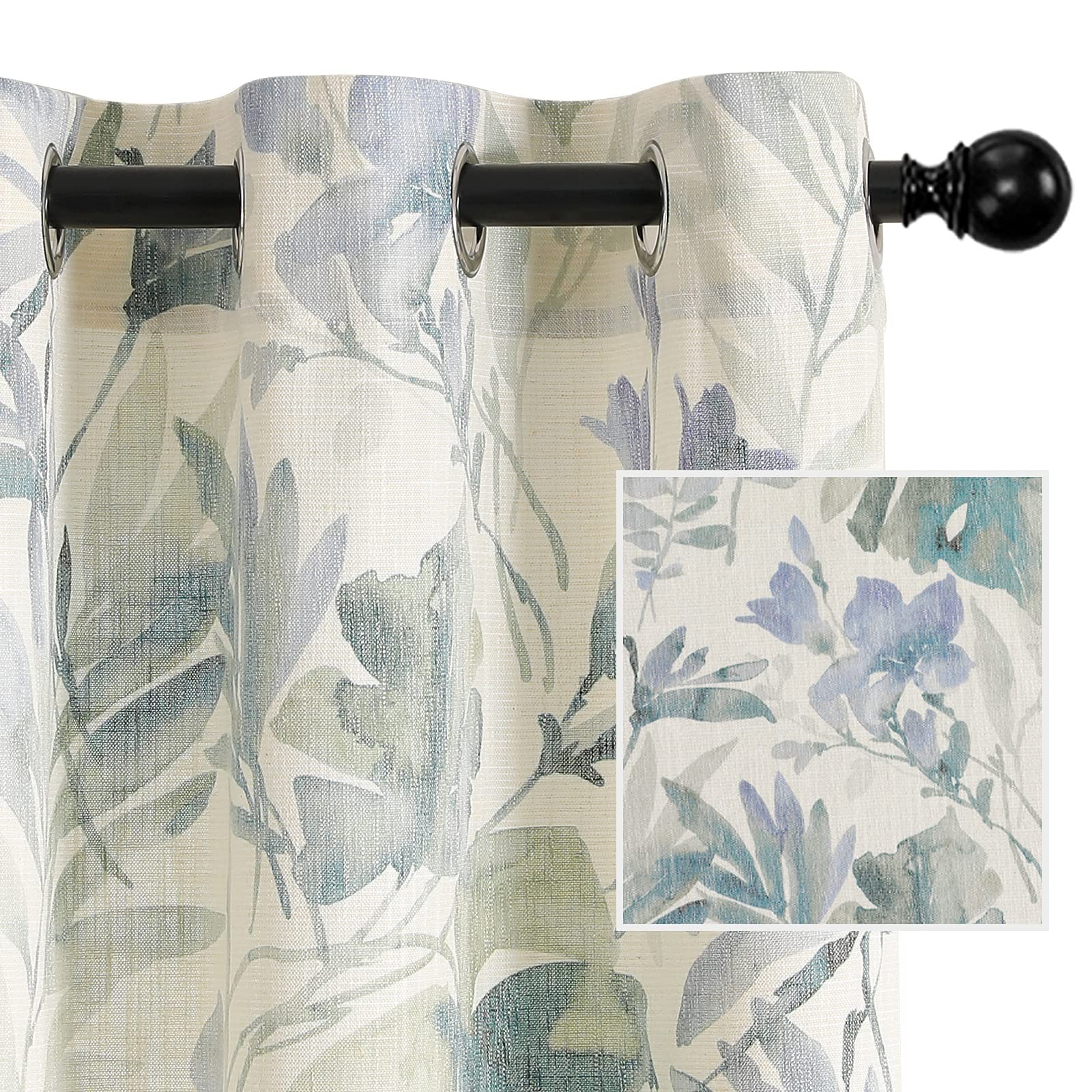 Sage Green Curtains 84 Inch Length Light Filtering Privacy Protect Drapes for…