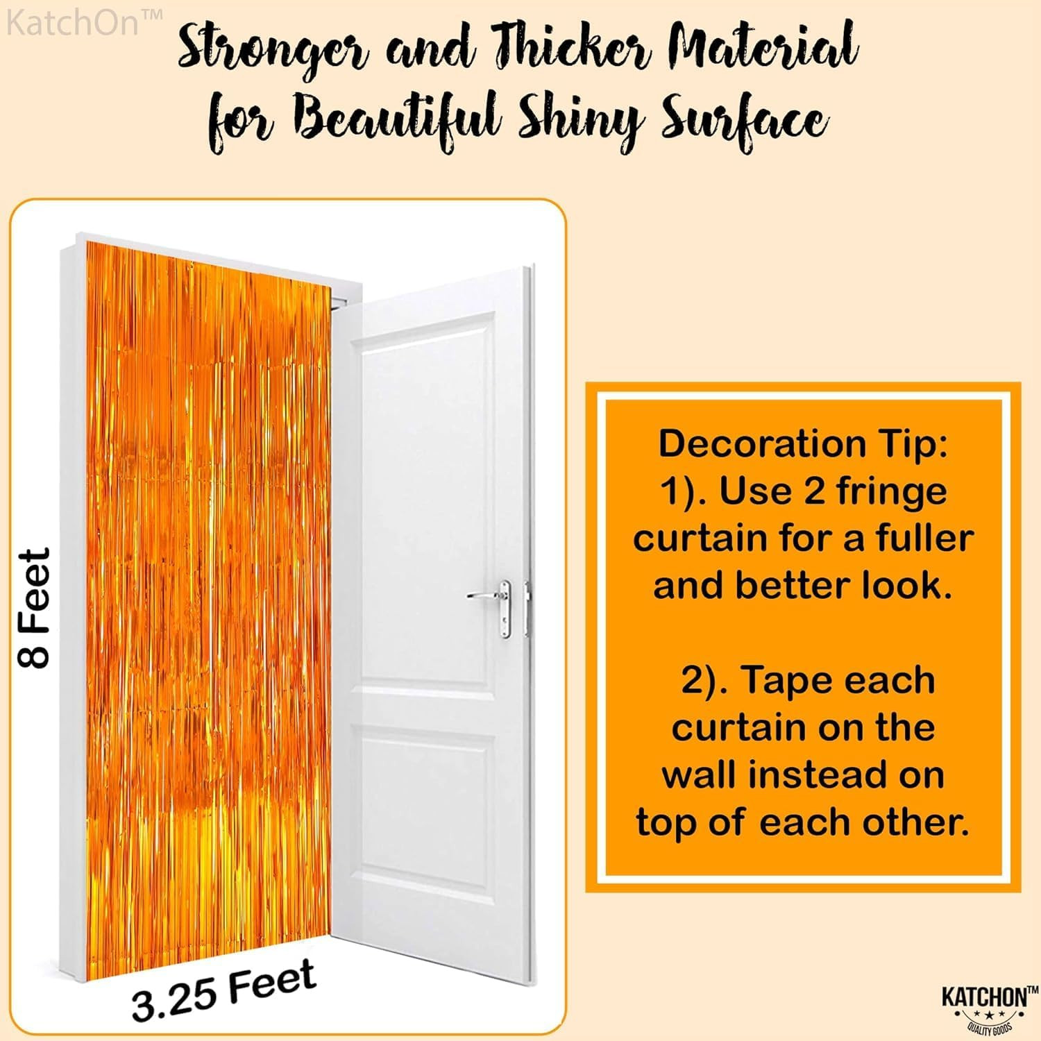 , Xtralarge Orange Fringe Backdrop Curtain – 3.2X8 Feet, Pack of 2 | Orange Stre