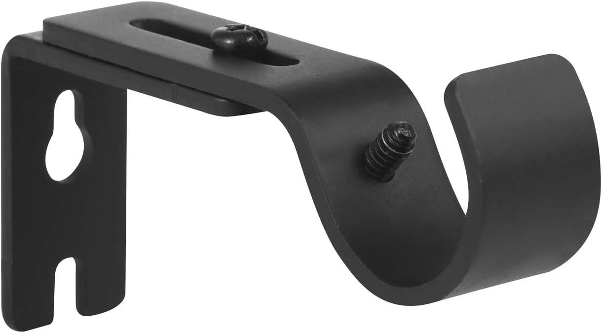 Curtain Rod Brackets, 2 Pack, 1 Inch, Black, Adjustable, Heavy Duty