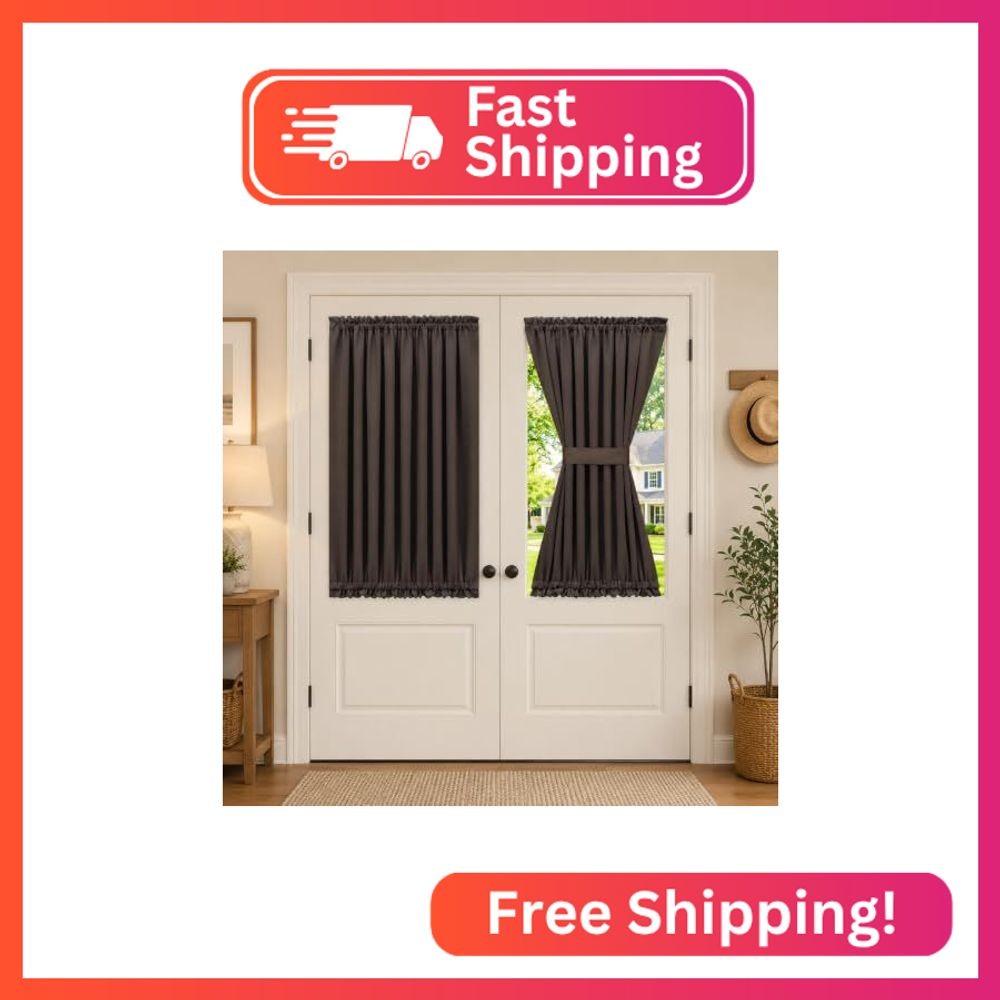 Aquazolax French Door Curtains Window Treatment – Solid Blackout Room Darkening