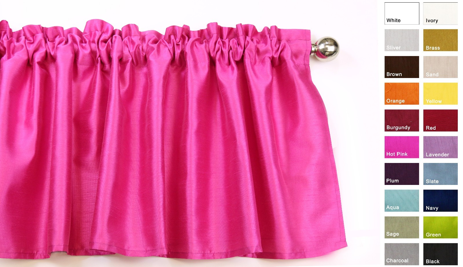 Aiking Home Solid Faux Silk Window Unlined Valance 56”x16”, ( 1-PACK )