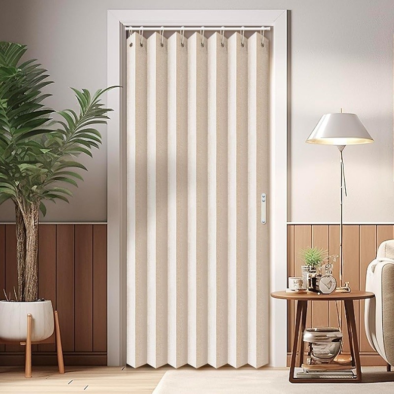 Closet Curtains Doorways Pleated Folding Doors Curtain for Closet Room Divider