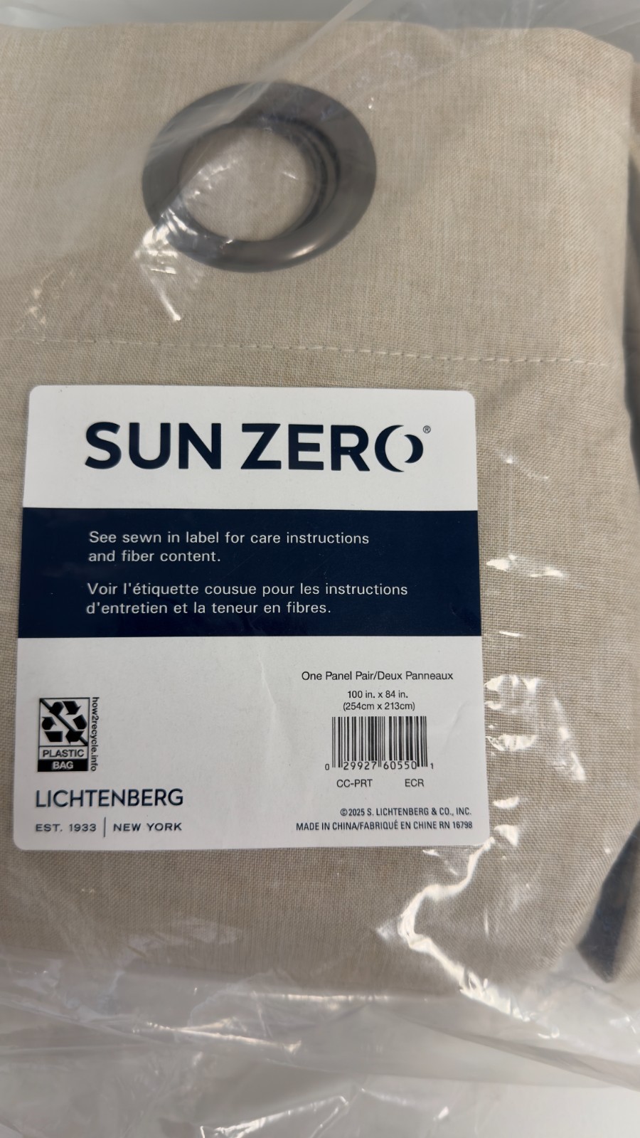 Sun Zero Grommet Top Lichtenberg Beige Curtains 100 in x 84 in 1 Pair