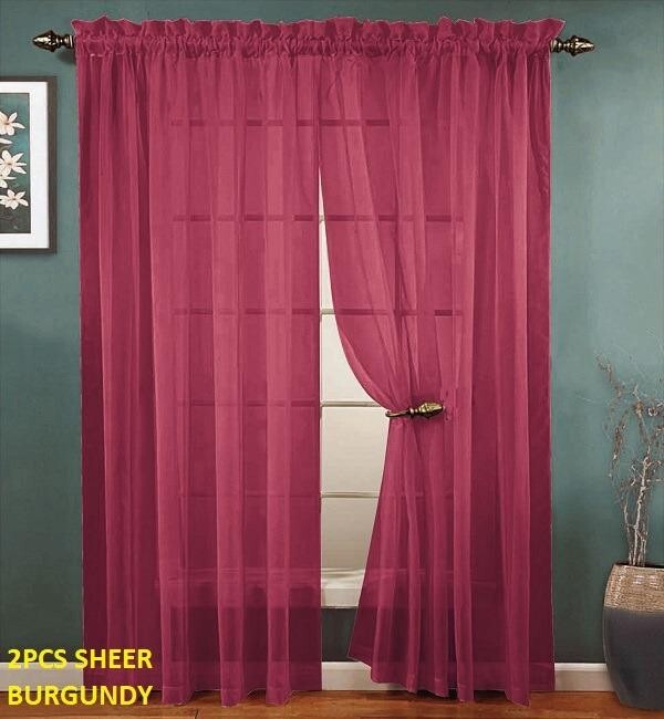 Solid Sheer Curtain Set (2 Panels) in 17 Different Colors!