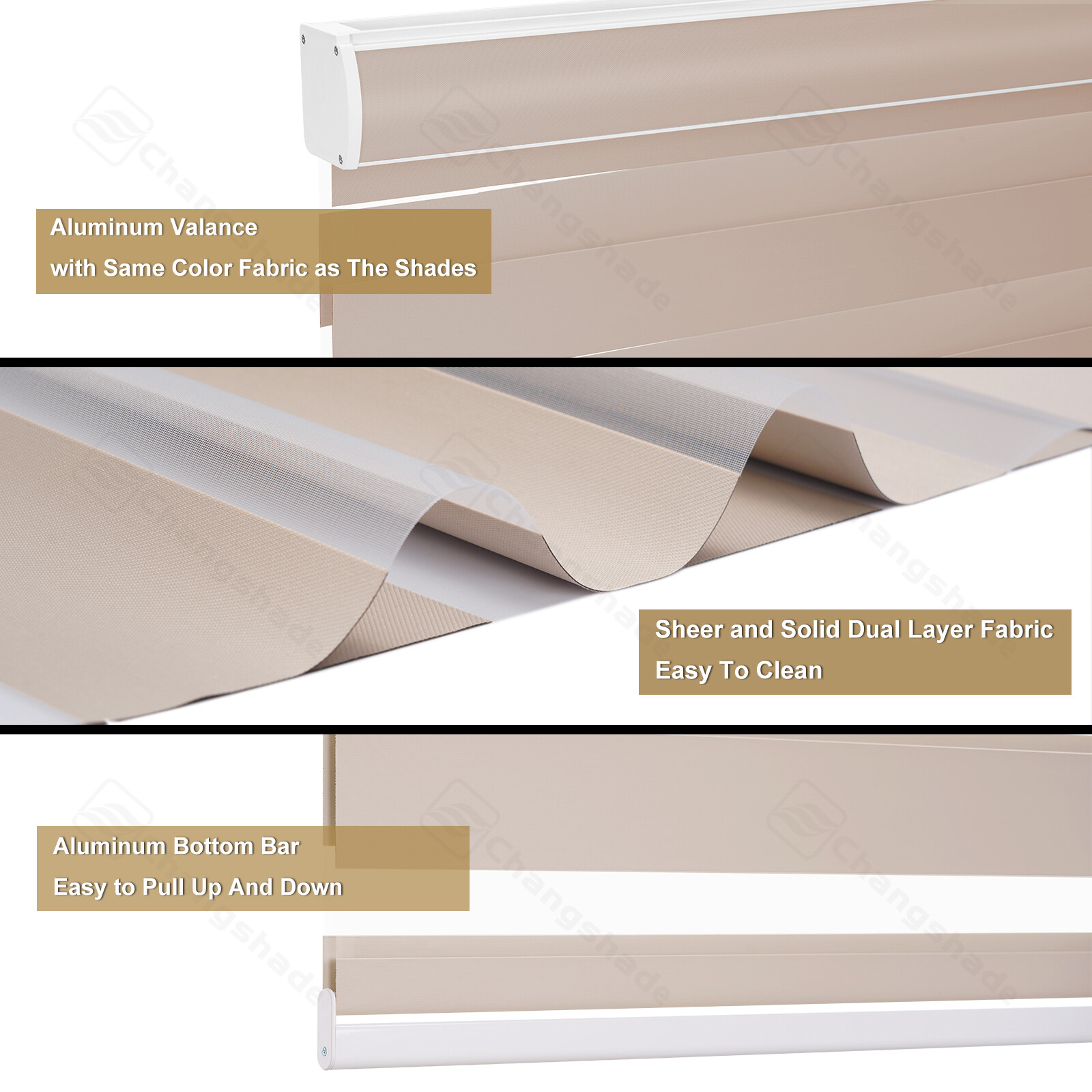 Horizontal Window Shade Blind Zebra Dual Roller Blinds Curtains,Easy to Install