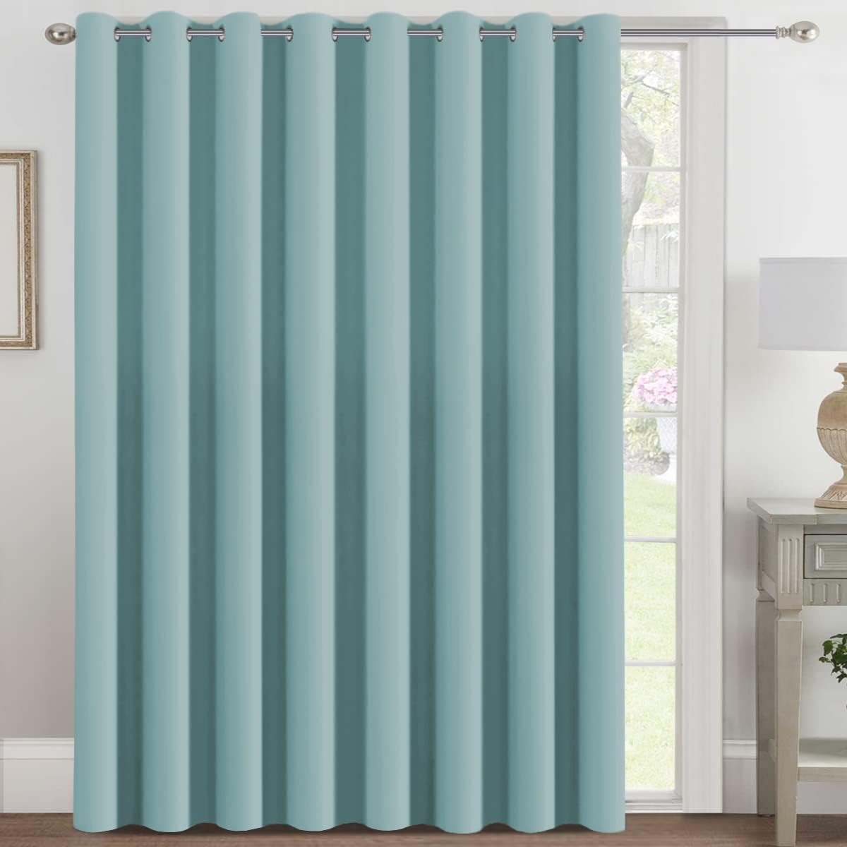 Mineral Blue Blackout Patio Curtains 100″x108″ for Sliding Doors