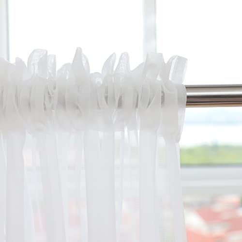 Window Sheer Curtains 84 Inches Long 2 Panels Sheer 52″W x 84″L | 2 pcs White